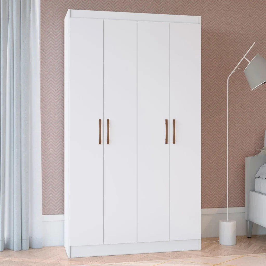 Guarda-Roupa Solteiro Lyon 4 Portas 8 Prateleiras Marrom