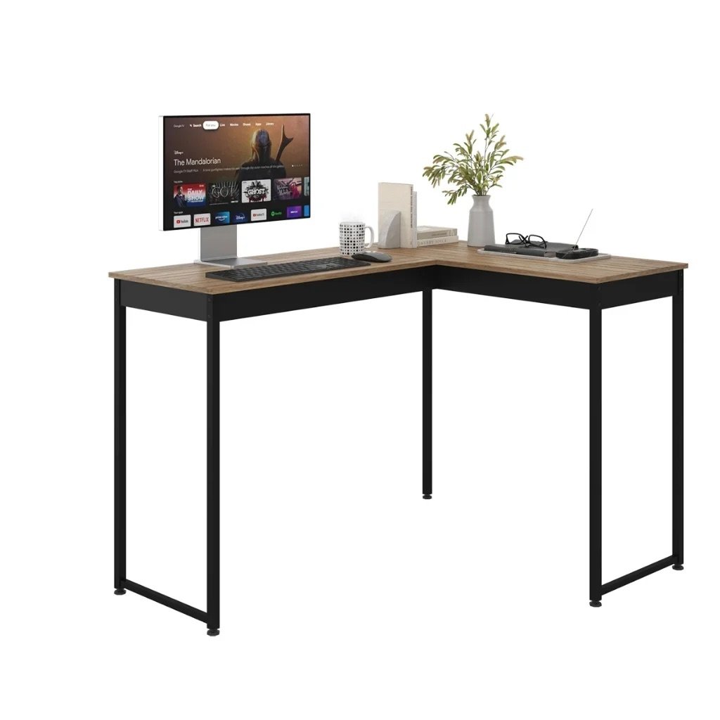 Escrivaninha em L Pier 110cm Industrial Preta para Home Office